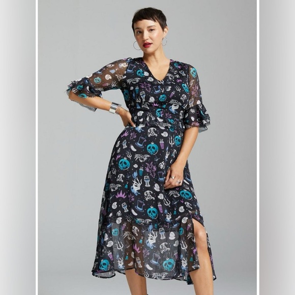 Disney Dresses & Skirts - Disney villains chiffon ruffle trim midi dress nwot